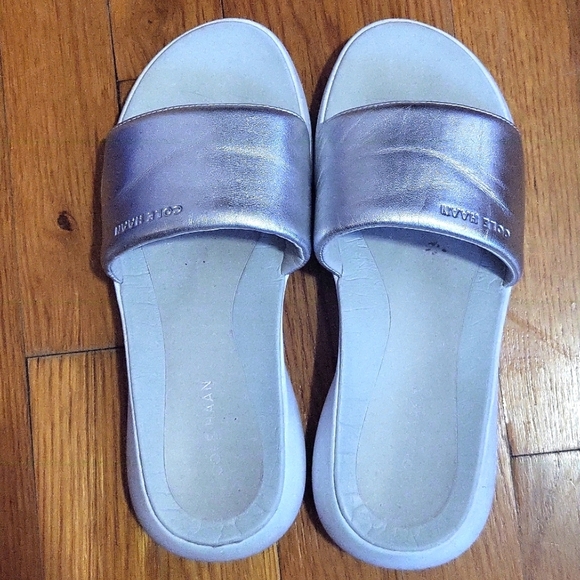 Cole Haan Silver Slide Sandals - Picture 2 of 10